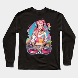 Underground Rave Party DJ Girl Long Sleeve T-Shirt